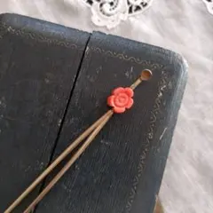 珊瑚 梅 簪 アンティーク