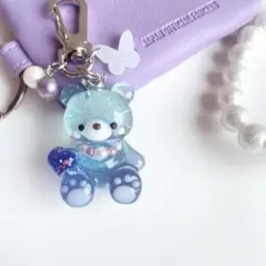 パープル　BIGくまちゃん レジン キーホルダー G
