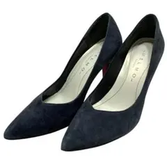 【美品】メルモ (23) パンプス スウェード ポインテッドトゥ 本革 レザー