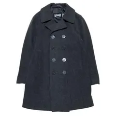 希少 Schott 40 ブラック ウールコート くるみボタン ボア AT024