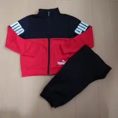 PUMA キッズ ジャージ セットアップ ブラック レッド