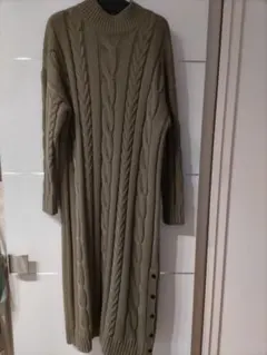 ロペピクニック ニットワンピース ロングワンピース　ケーブル編み　M