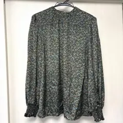 アンデミュウ　花柄 長袖ブラウス ブラウン系