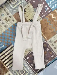 【即購入OK】【80cm】サスペンダー付きレギンス クリーム色ベビーパンツ男の子