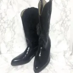 ウェスタンブーツ本革レザー ブラック ブーツ TEXAS VILLAGE