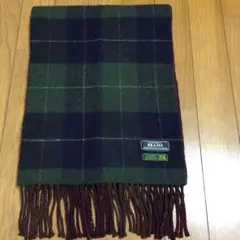 ビームス　マフラー　チェック×グリーン　ボルドー　メンズ　リバーシブル