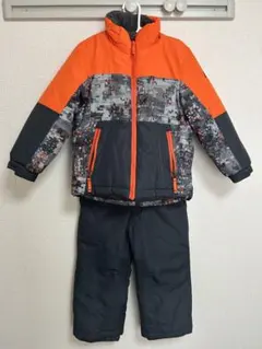 子ども用スキーウェア 上下セット オレンジ/グレー