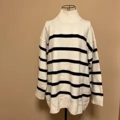 GUストライプ タートルネック セーター