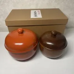 木製漆器(蓋付き)2点