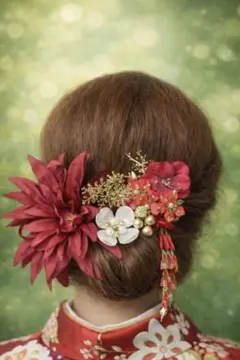 髪飾り ハンドメイド 成人式 卒業式 和装用 フラワー ゴールド 上品デザイン