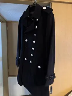 バーバリー　ブラックレーベル　ウール ダブルブレスト ピーコート 黒