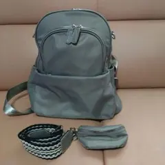 オリタタ ナイロン牛革アクセント3ウェイ リュック(ミニポーチ付き)