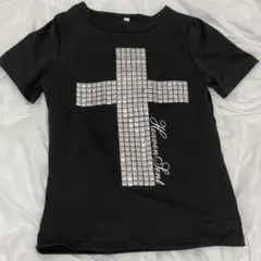 クロスデザイン　十字架 y2k 黒　シルバー　半袖　Tシャツ　夏