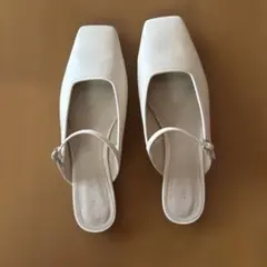 ZARA スクエアトゥ ミュール ホワイト 39