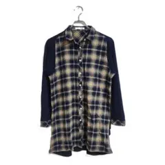 SHOO-LA-RUE シャツワンピース M ネイビー チェック 切替 七分袖