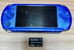 PSP-3000 ブルー 本体 メモリースティック4GB バッテリーなし