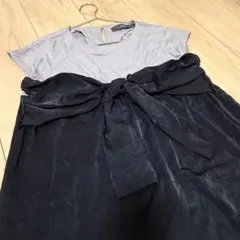 ドッキングトップス　リボン　カットソー　ビスチェ グレー　黒のサムネイル