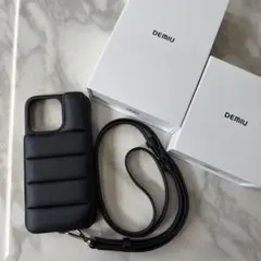 DEMIU iPhone15ProMax ブラック レザー ショルダーケース
