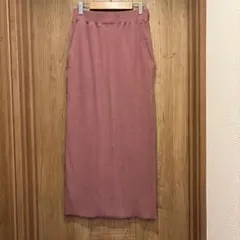 andme セルフカットリブロングタイトスカート　パープル