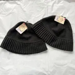 【未使用2枚セット】ダイソー　ニットバケットハット　ブラックのサムネイル