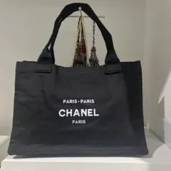CHANEL ブラック トートバッグ PARISロゴ