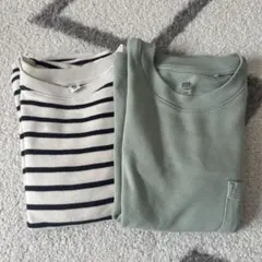 長袖カットソー 120cm ストライプ/グリーン