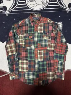 ralph lauren 長袖パッチワークシャツ　チェックシャツ　ボタンダウン
