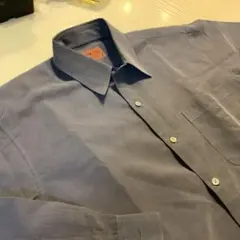 光沢ありグレー チェック柄 長袖ドレスシャツ身幅54着丈74袖丈55未使用品