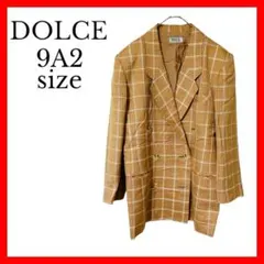 最終SALE【DOLCE】チェック柄 ベージュ Lサイズ相当 肩パッド レトロ風