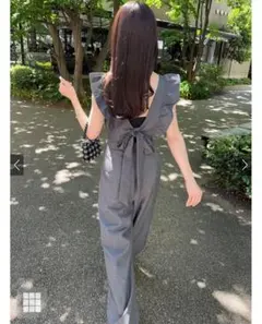 バックリボンショルダーフリルオールインワン[dk1188]