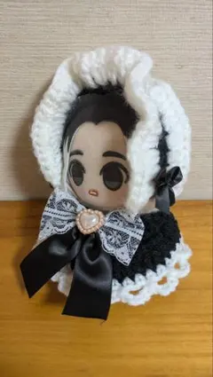 ぬい服 ヘッドドレス フリル リボン 黒 ちびぐるみ 12cm - メルカリ