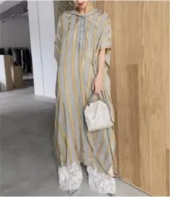 Ameri★ストライプワンピース STRIPE CAFTAN DRESS