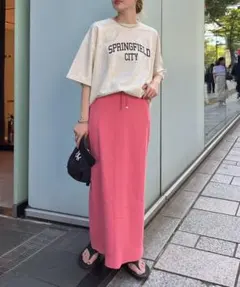 チャオパニックティピー　リブIラインスカート ⭐︎サーモンピンク　M