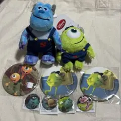 【未使用】 モンスターズインク　ぬいぐるみ　キーチェーン　缶バッチ