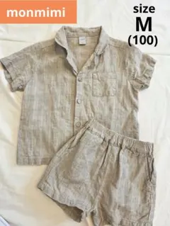 【size100相当】monmimi　リネンシャツ　ショートパンツ　セットアップ