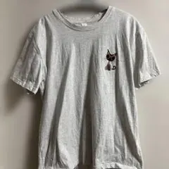 猫イラスト グレー Tシャツ Lサイズ