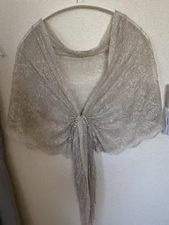 シルバー レース風 ストール パール付き　結婚式