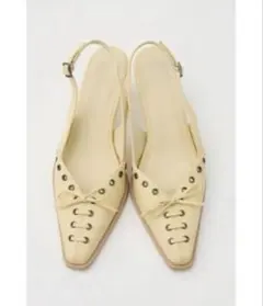LAGUA GEM　EYELET LACE UP ミュール　イエロー　Mサイズのサムネイル