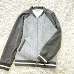 キルティング切替✨ジップアップジャケット グレー系／軽くてあたたかい✨Ｍ✨