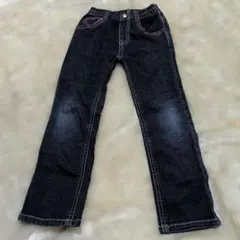 110　キッズ パンツ ダークブルー ハートポケット