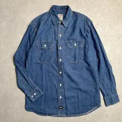 Dickiesディッキーズ ダブルフラップポケット デニムワークシャツ 濃紺 M