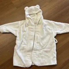 ジェラートピケ　ベビーバスローブ フード付き ホワイト