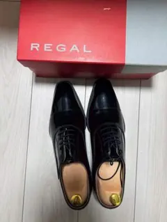 REGAL リーガルストレートチップ ガラスレザー 911R 黒 25.5cm