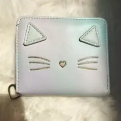 パステルカラー 猫モチーフ 三つ折り財布