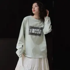 定価5170円オーバーサイズロンTボンジュールサガン長袖Tシャツライトグリーン