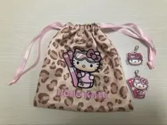 sweet3月号付録　雪焼けハローキティ 巾着ポーチ
