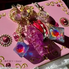 【売り切れ次第再販未定】紅の宝石シリーズ 宇宙レジンネックレス 3点セット