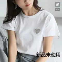 新品未使用★リベリーRiberry ハートロゴラメ刺繍コンパクトTシャツ