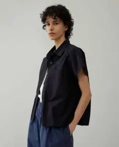 マーガレットハウエル】半袖シャツ 玉虫色 コットンシャンブレー