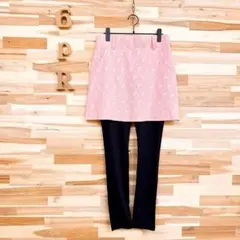 【マリクレール】サッカー ライク ゴルフ レギンス スカート花柄 M ピンク×黒